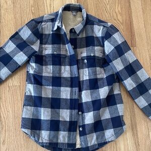 Eddie Bauer Insulated Blue and Gray Buffalo Plaid Flannel Shirt Shacket